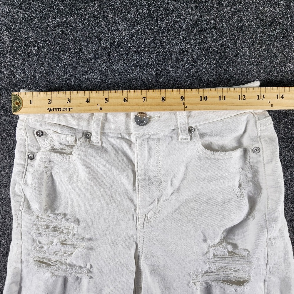 American Eagle Outfitters Women's White‎ Curvy Hi-Rise Shorts Size 4 Distressed - Picture 8 of 10